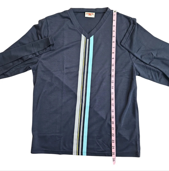 Vintage Tactics International Male Montreal Striped Shirt Large Blue 90s Club - Picture 6 of 6